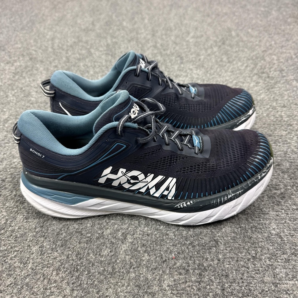 Hoka One One Bondi 7 Shoes Mens Size 12.5 Blue Running Sneakers 1110518 OBPB